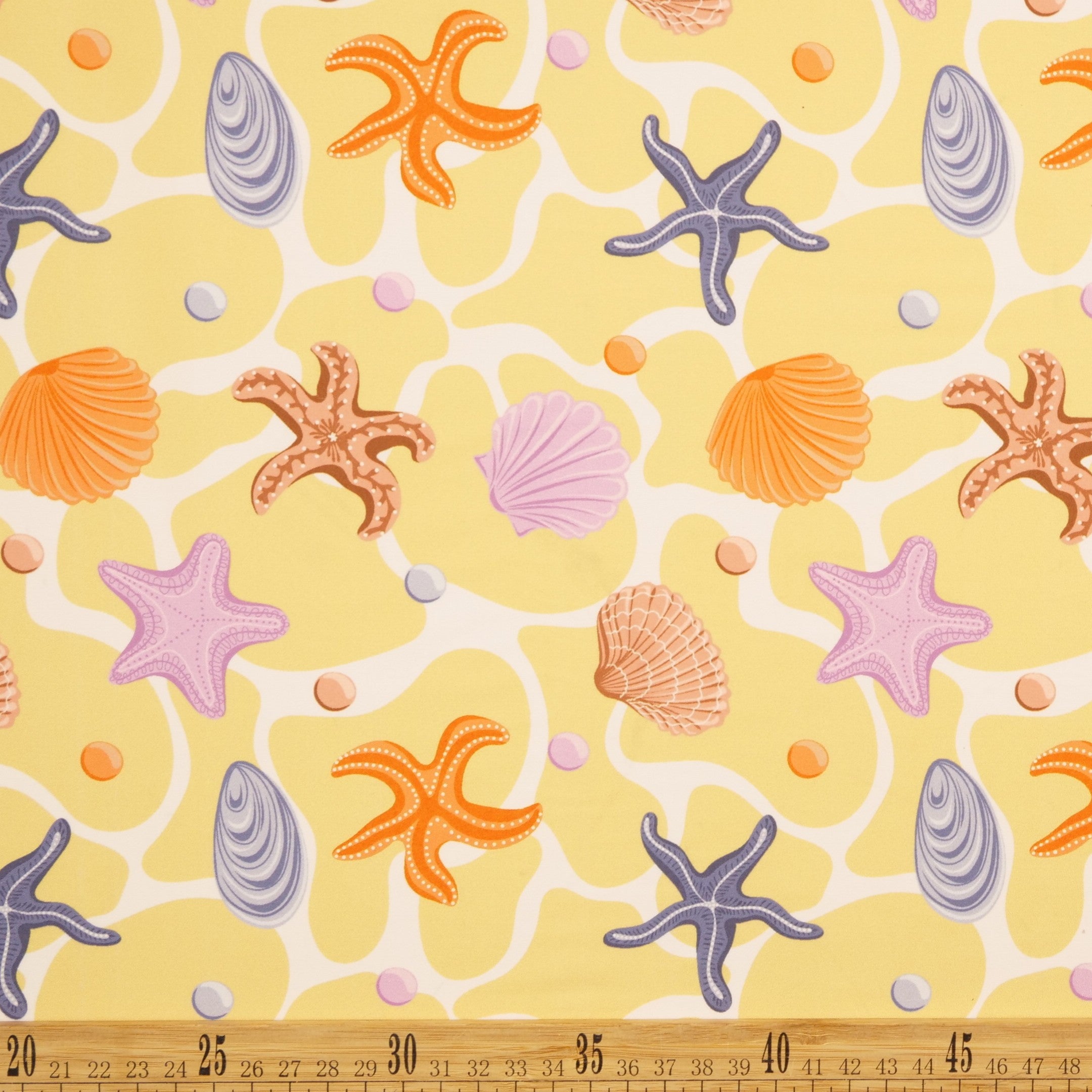 MICROFIBRA SPANDEX ESTAMPADO AMARILLO CERA FONDO MARINO