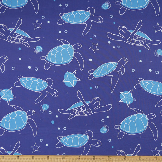 MICROFIBRA SPANDEX ESTAMPADO AZUL SURF TORTUGAS