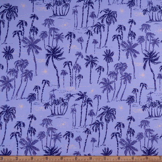 MICROFIBRA SPANDEX ESTAMPADO AZUL ULTRAMARINO PALMERAS