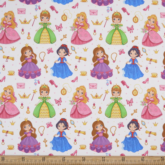 MICROFIBRA SPANDEX INFANTIL BLANCO BRILLANTE PRINCESAS