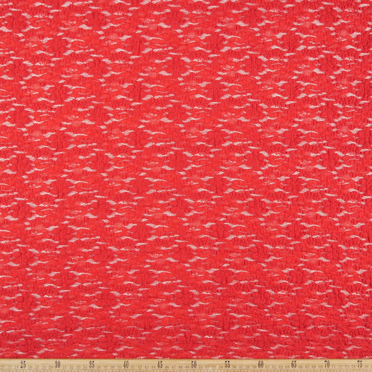 ENCAJE ROJO CARMESI CON FLORES