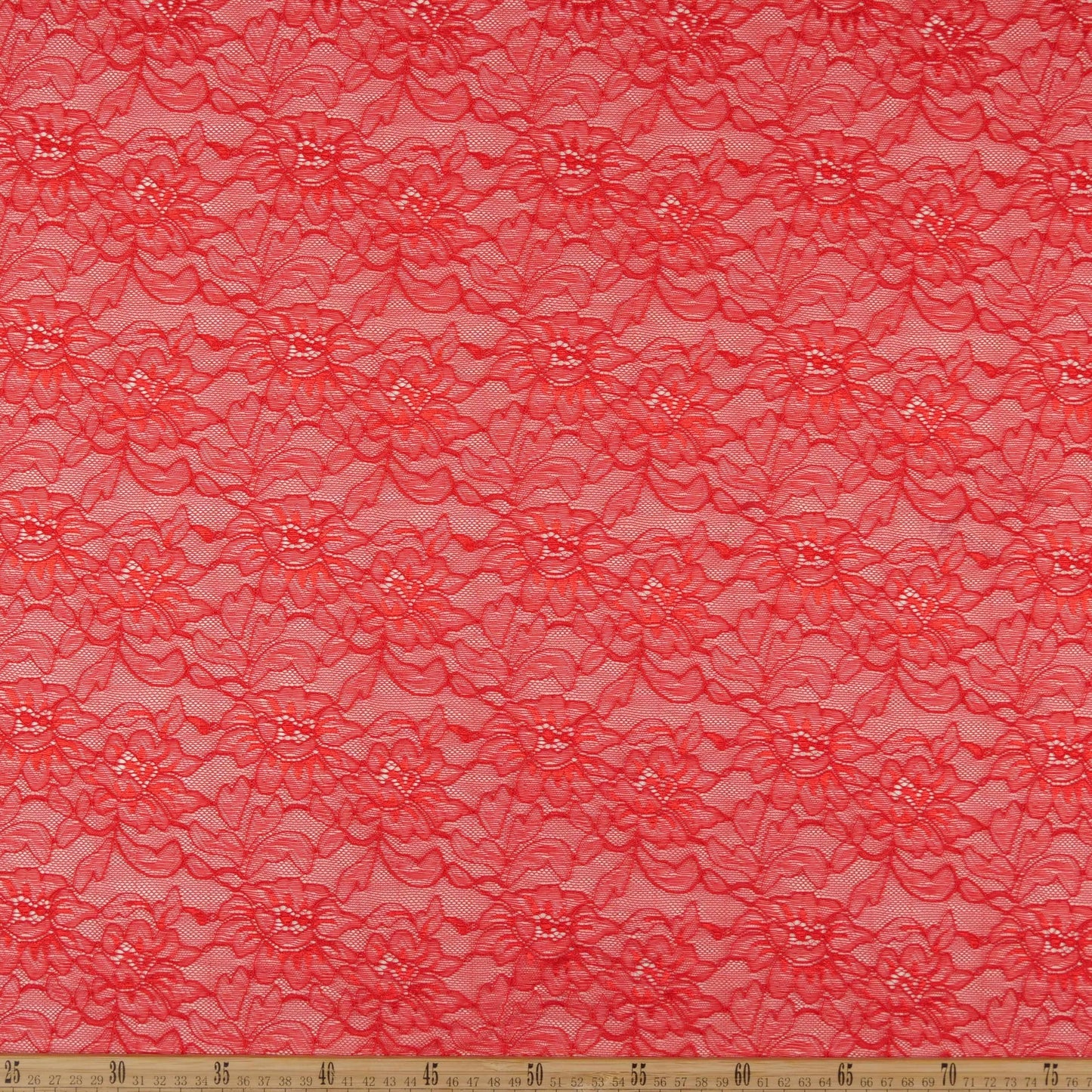 ENCAJE REBORDE ROJO CARMESI FLORAL