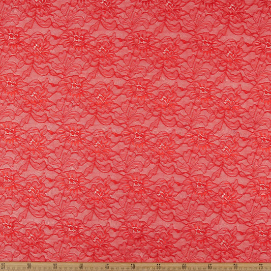 ENCAJE REBORDE ROJO CARMESI FLORAL