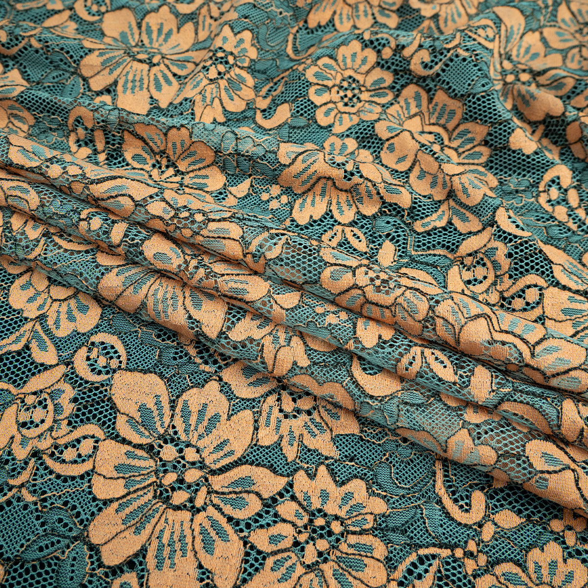 ENCAJE REBORDE VERDE ARTICO FLORAL