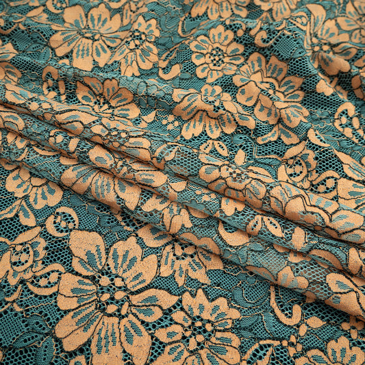 ENCAJE REBORDE VERDE ARTICO FLORAL