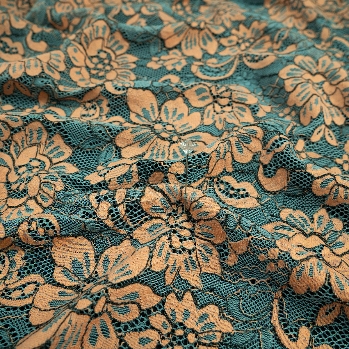 ENCAJE REBORDE VERDE ARTICO FLORAL
