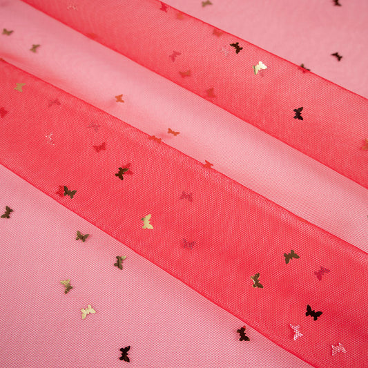 MICRO TUL LAMINADO MARIPOSAS ROJO POMPEYA