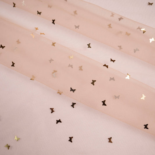 MICRO TUL LAMINADO MARIPOSAS MARRON ALMONDINE