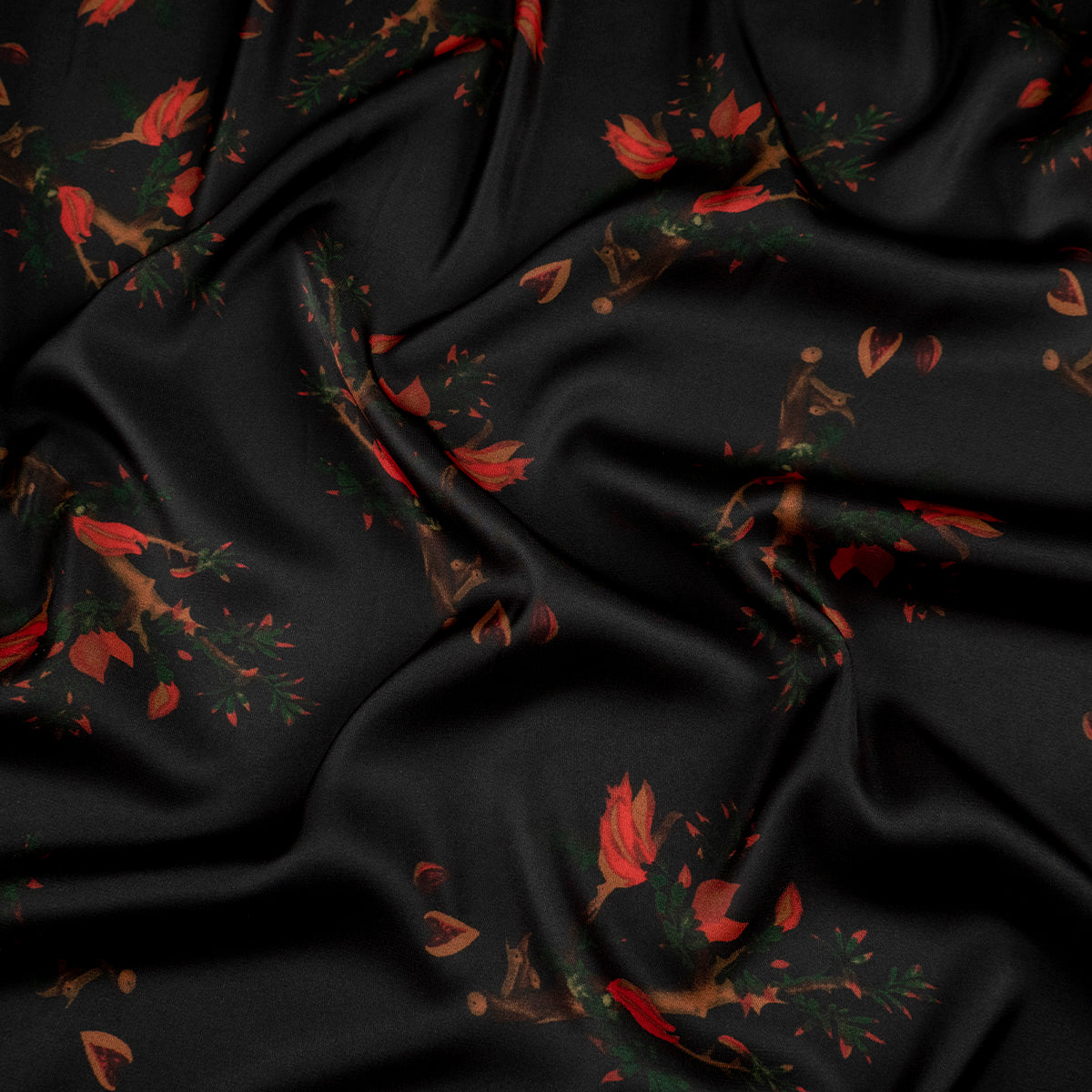 GASA SATINADA ESTAMPADO NEGRO METEORITO