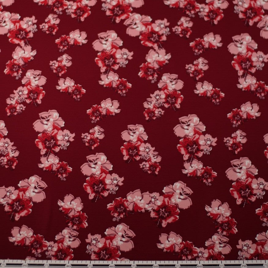 CREPE BOUCLE ESTAMPADO ROJO PEPPER FLORAL