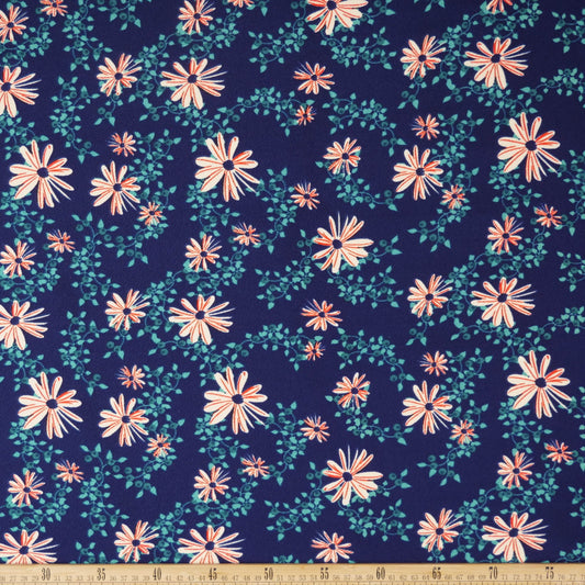 CREPE BOUCLE ESTAMPADO AZUL COSTAL FLORES