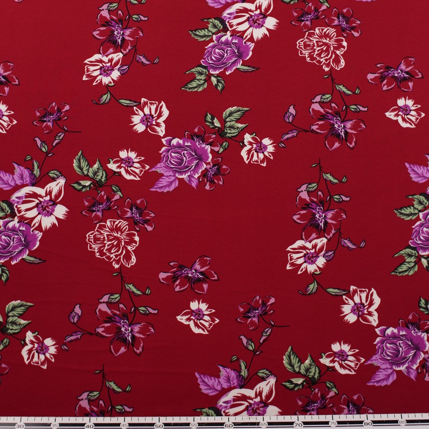 CREPE BOUCLE ESTAMPADO BORDO UVA VINO FLORAL