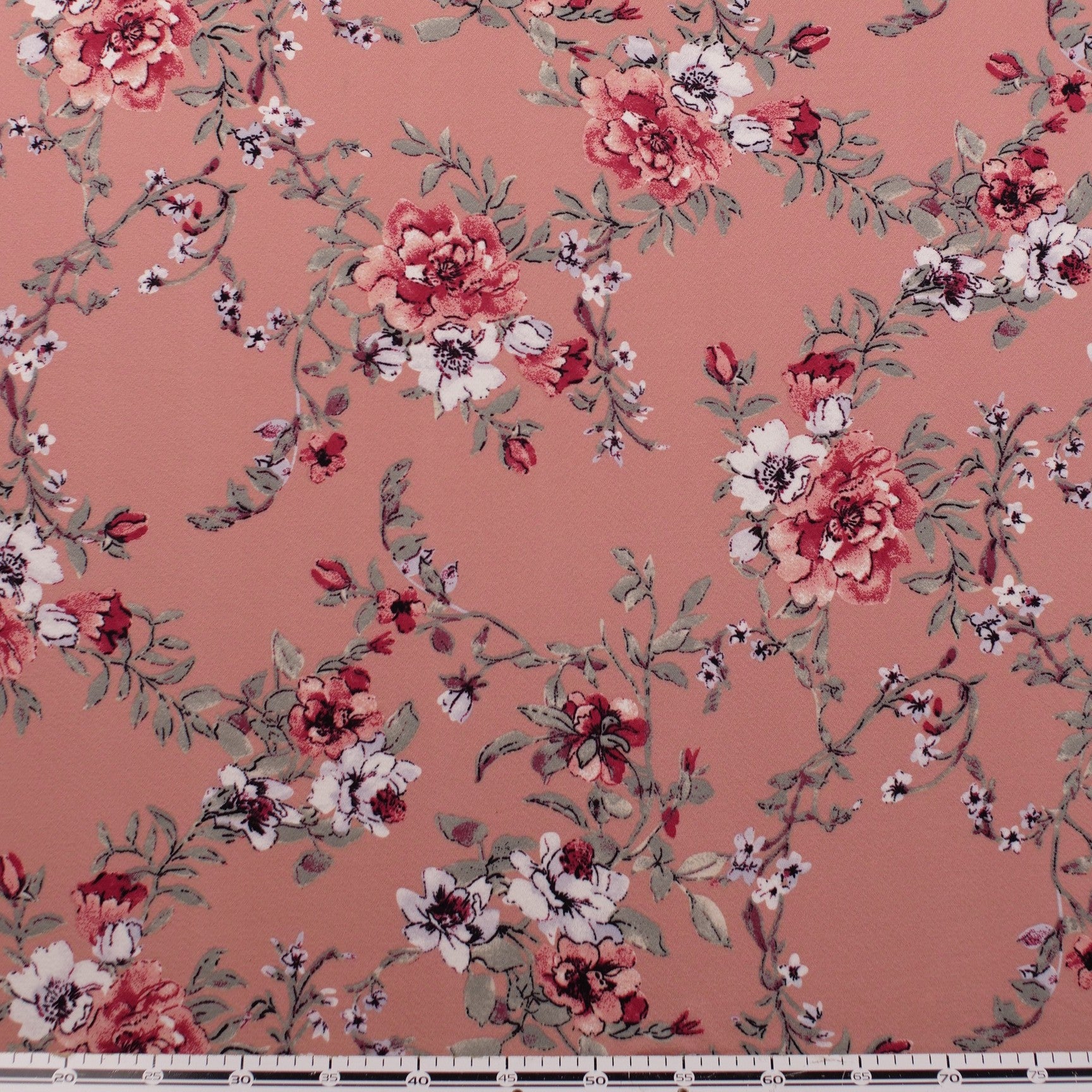 CREPE BOUCLE ESTAMPADO ROSA APRICOT FLORAL