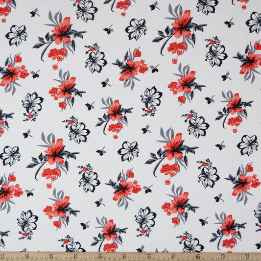 CREPE BOUCLE ESTAMPADO BLANCO BRILLANTE FLORAL