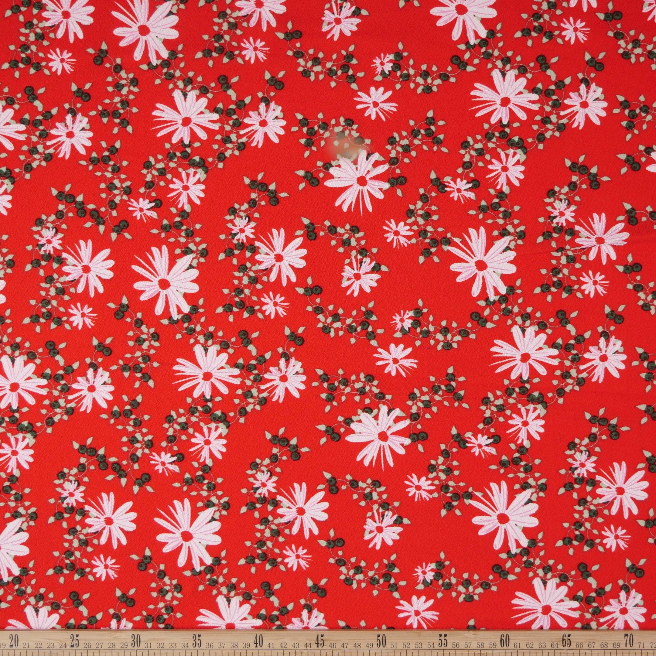 CREPE BOUCLE ESTAMPADO ROJO CARMESI FLORAL