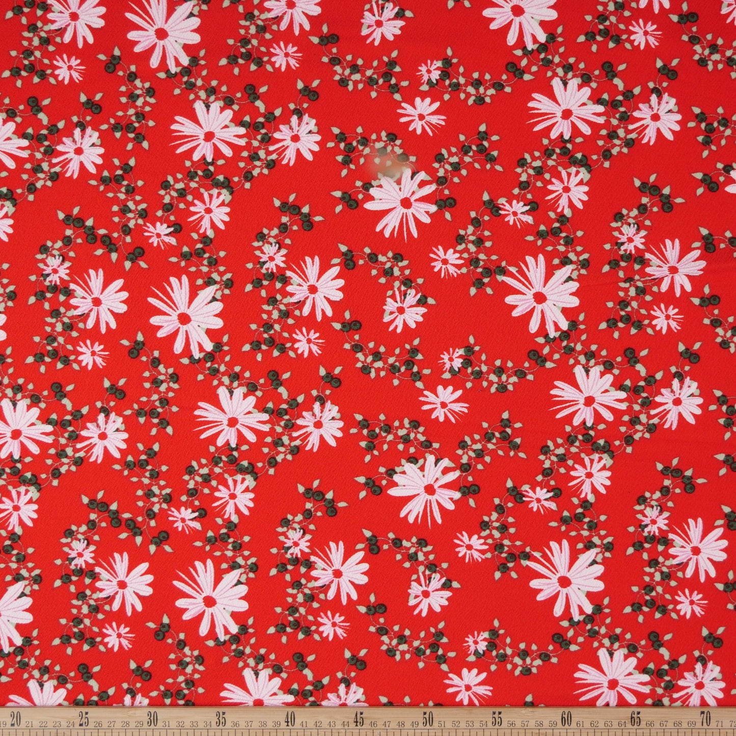 CREPE BOUCLE ESTAMPADO ROJO CARMESI FLORAL