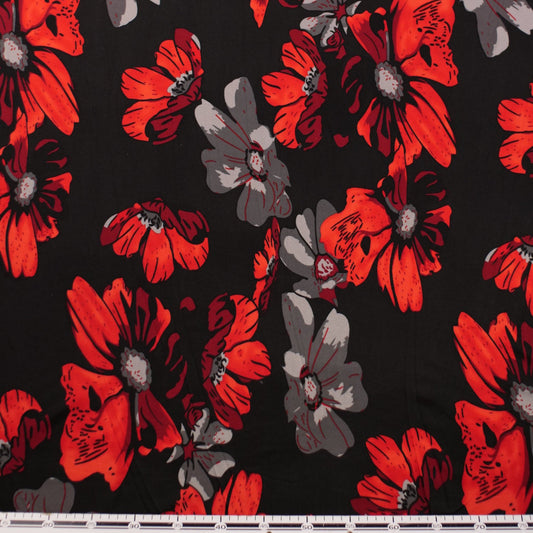 CREPE BOUCLE ESTAMPADO NEGRO METEORITO FLORES