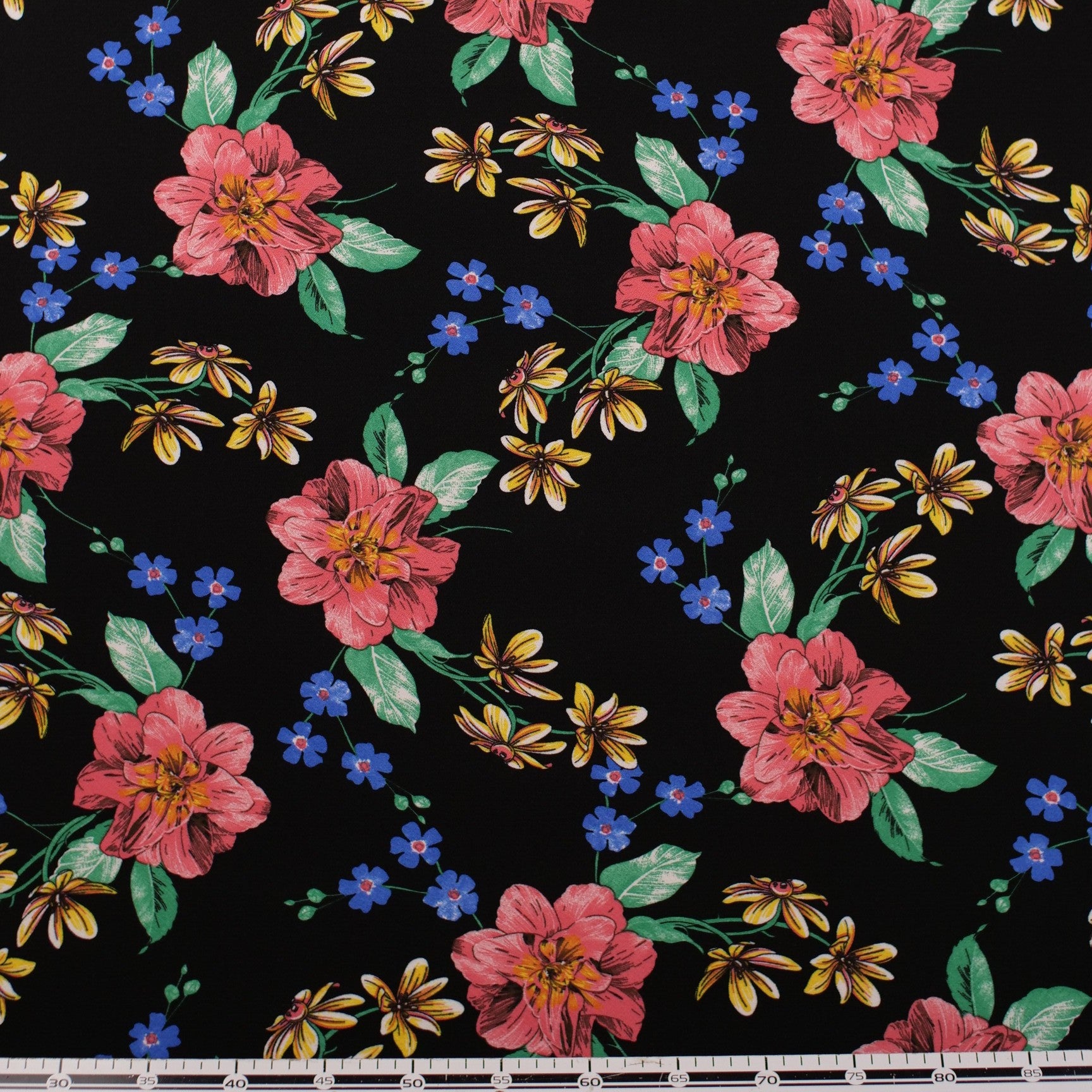 CREPE BOUCLE ESTAMPADO NEGRO METEORITO FLORAL