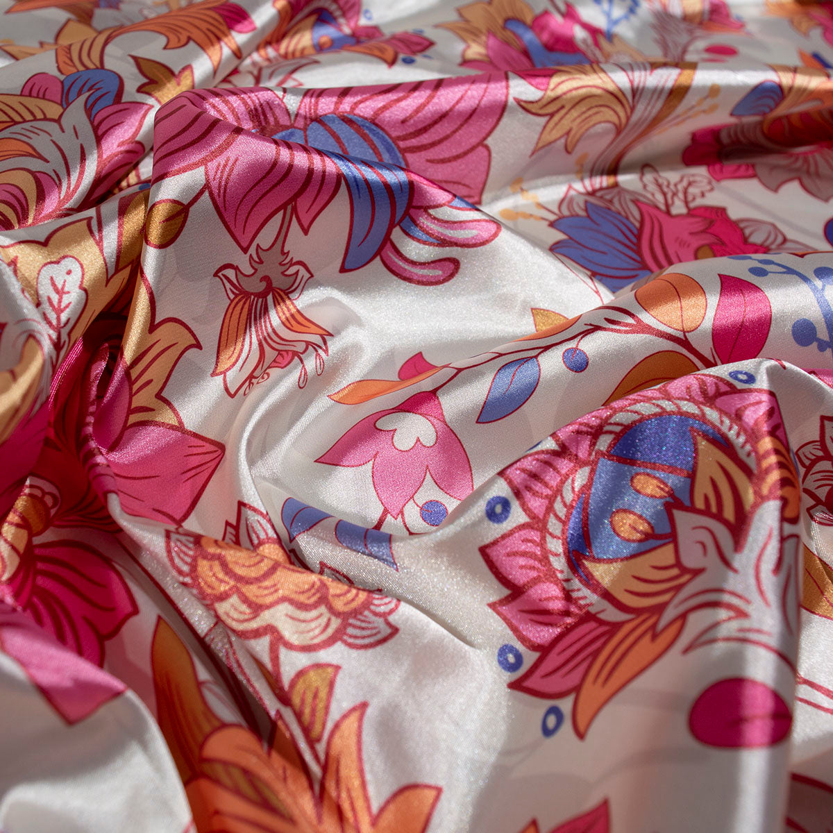 SATEN ESTAMPADO BLANCO PAPIRO FLORAL DAMASCO