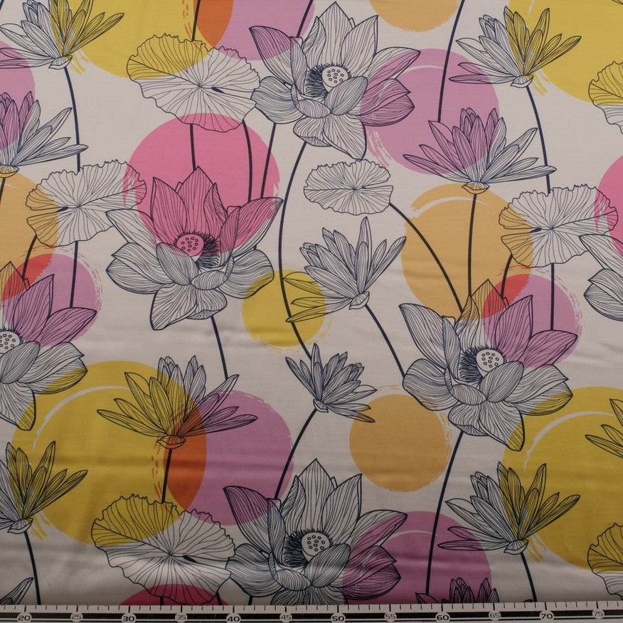 SATEN ESTAMPADO BLANCO BRILLANTE FLORAL