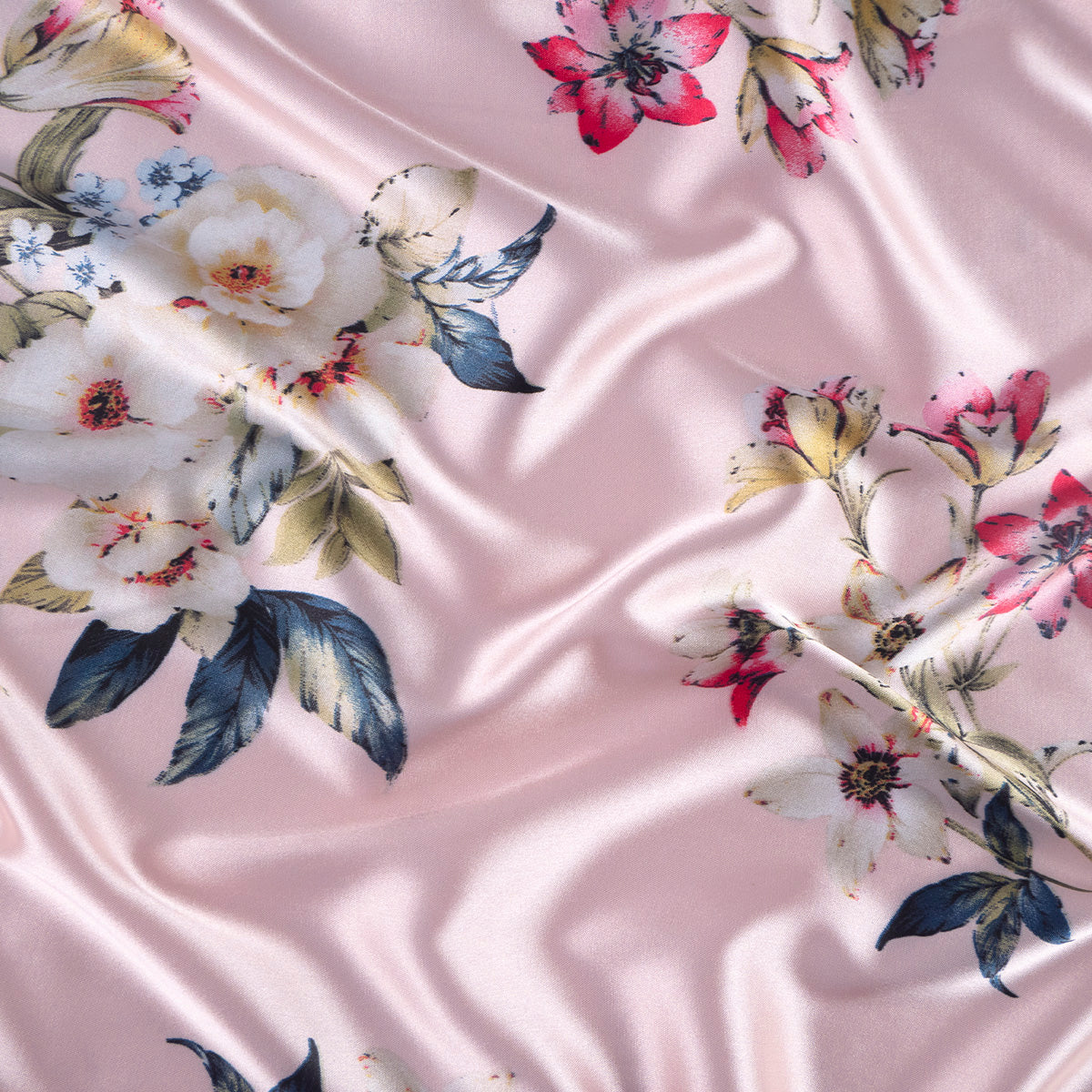 SATEN ESTAMPADO ROSA NOVIA FLORES
