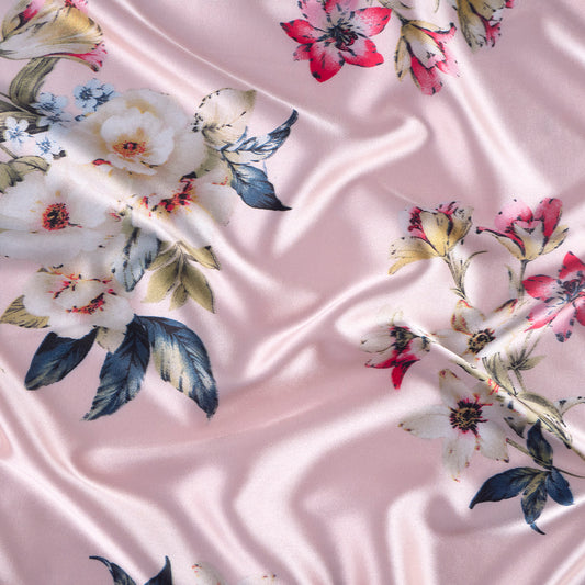 SATEN ESTAMPADO ROSA NOVIA FLORES