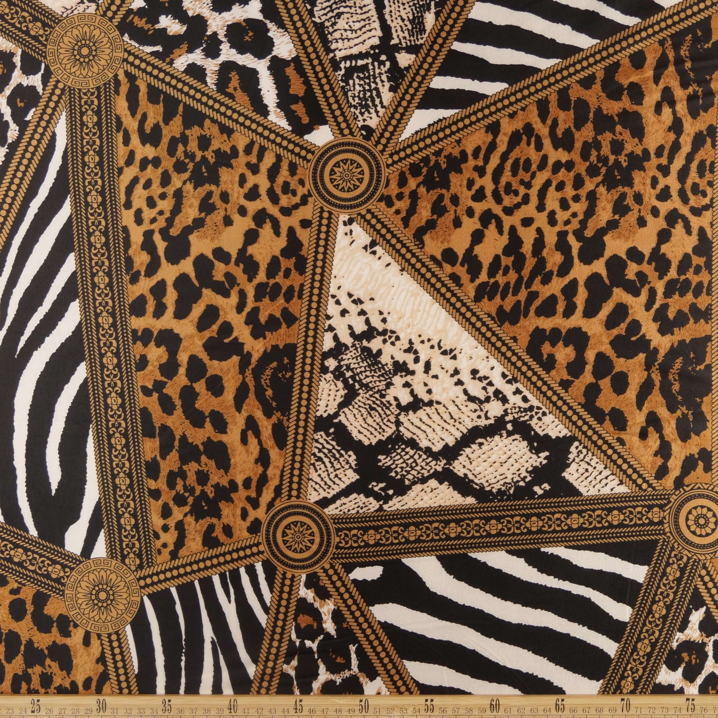 SATEN ESTAMPADO OCRE DORADO ANIMAL PRINT GEOMETRICO