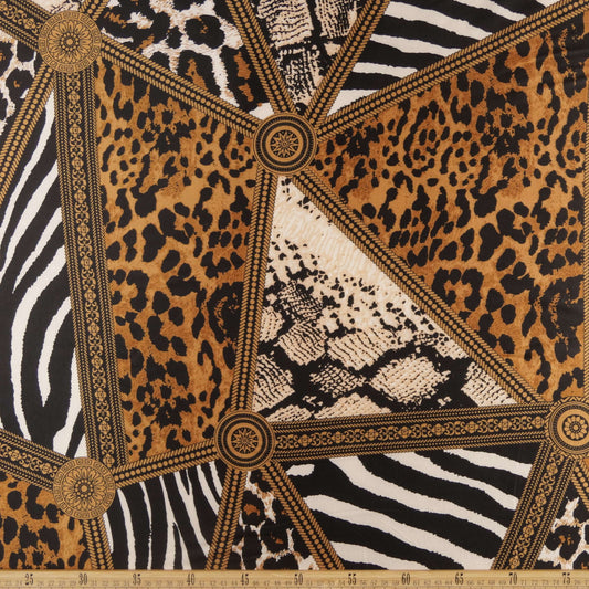 SATEN ESTAMPADO OCRE DORADO ANIMAL PRINT GEOMETRICO