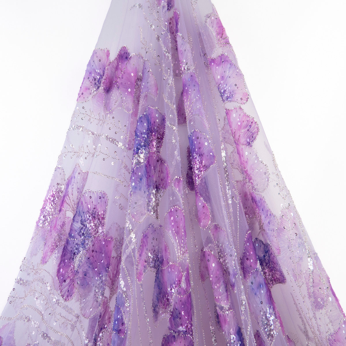 TUL PRADA LILA LAVANDA FLORAL MORADO