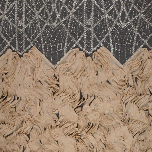 TUL PRADA BEIGE LIGERO CON BORDADO 3D