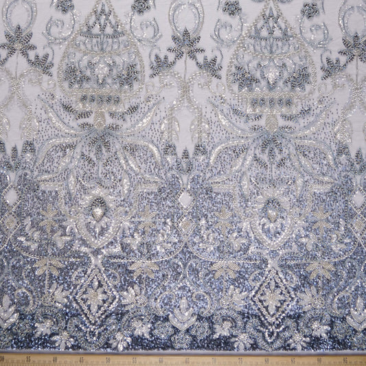 TUL PRADA AZUL ECLIPSE CON PEQUEÑAS FLORES