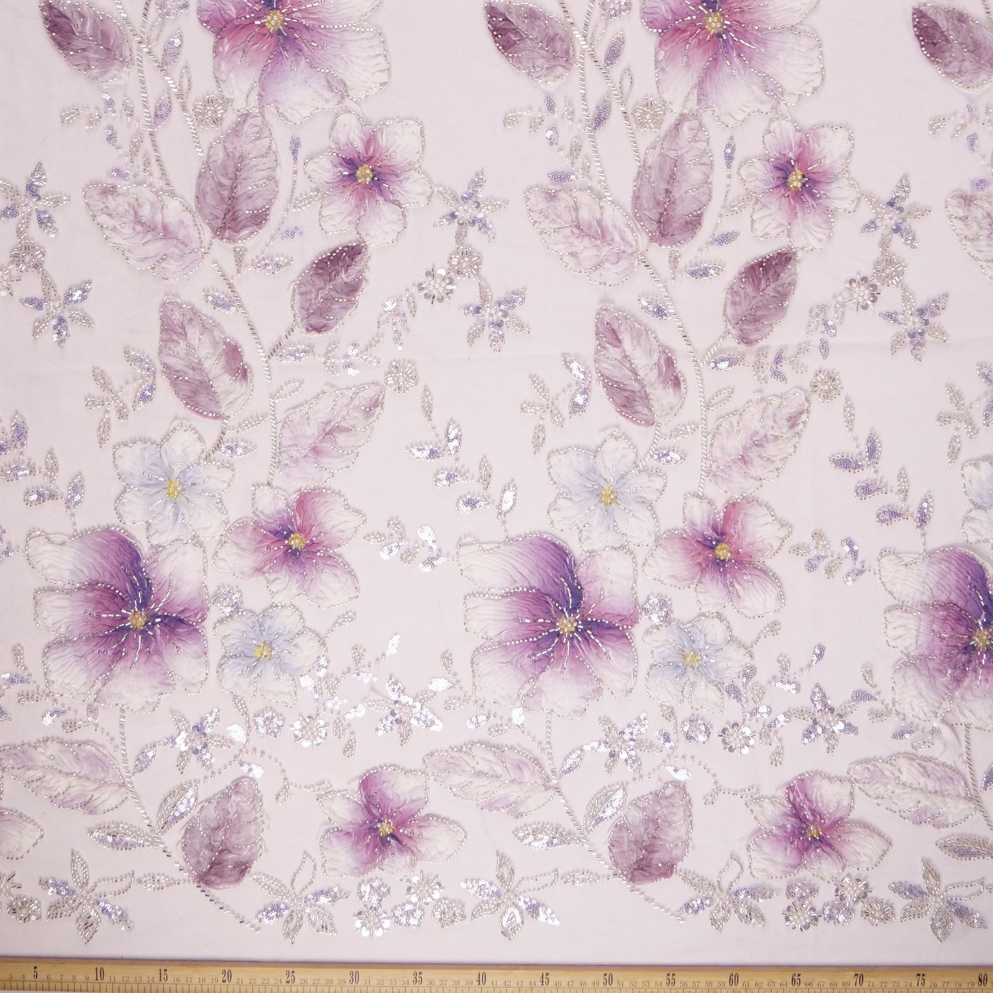 TUL PRADA LILA LAVANDA FLORAL DEGRADE