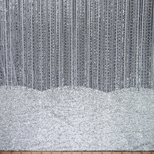 TUL PRADA BLANCO BRILLANTE CON LINEAS Y GUARDAS