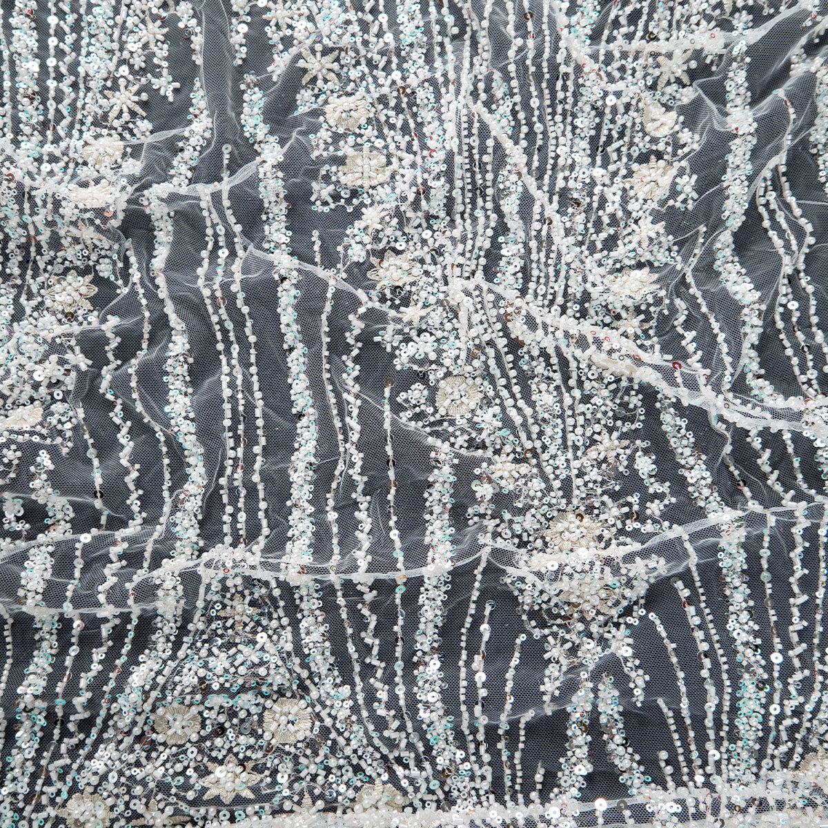 TUL PRADA BLANCO BRILLANTE LINEAS