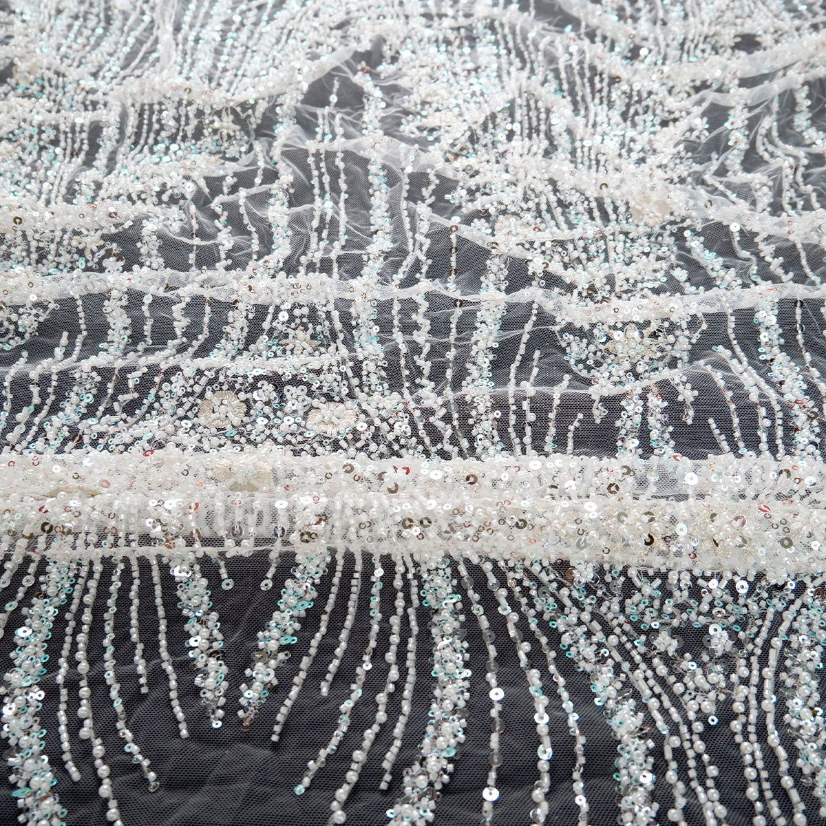 TUL PRADA BLANCO BRILLANTE LINEAS