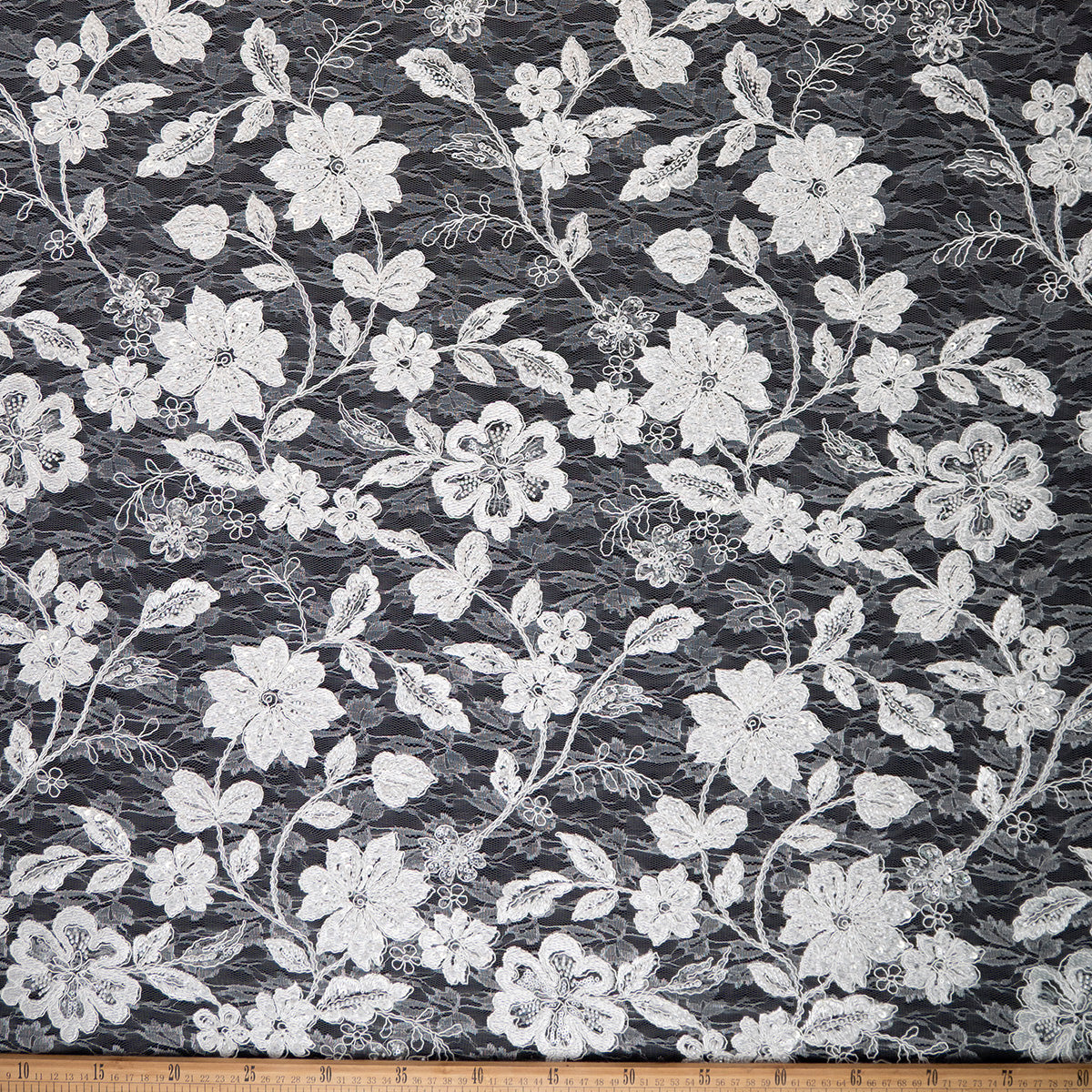 TUL PRADA BLANCO BRILLANTE FLORAL BRILLANTE