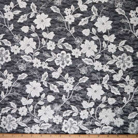 TUL PRADA BLANCO BRILLANTE FLORAL BRILLANTE