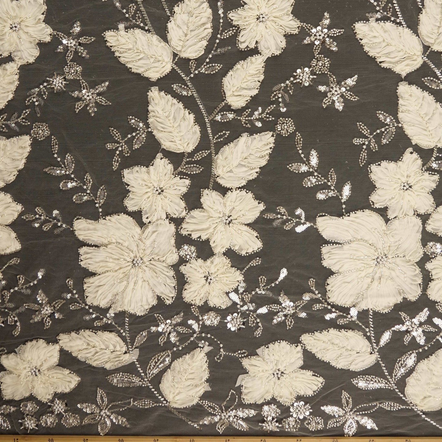 TUL FENDI BLANCO PAPIRO FLORAL 3D