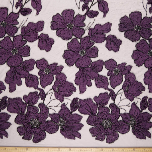 TUL FENDI NEGRO METEORITO COLLAGE FLORAL VIOLETA