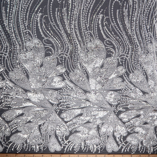 TUL FENDI BLANCO BRILLANTE CON FLORES GRANDES