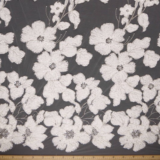 TUL FENDI BLANCO BRILLANTE COLLAGE FLORAL