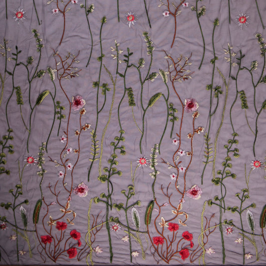 TUL LOLA NEGRO METEORITO FLORES BORDADAS