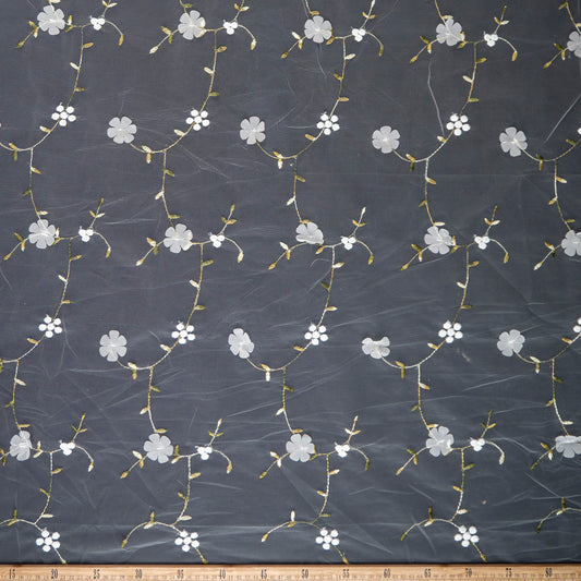 TUL LOLA BLANCO BRILLANTE RAMAS CON FLORES