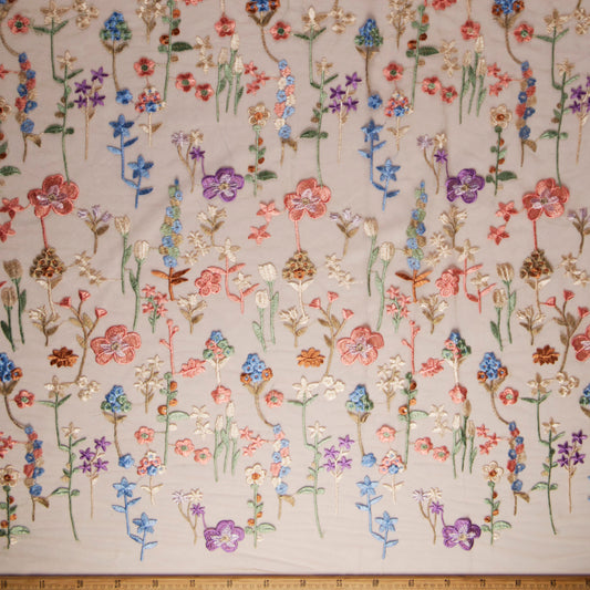 TUL LOLA CAMEL PRALINE CON FLORES DE COLORES