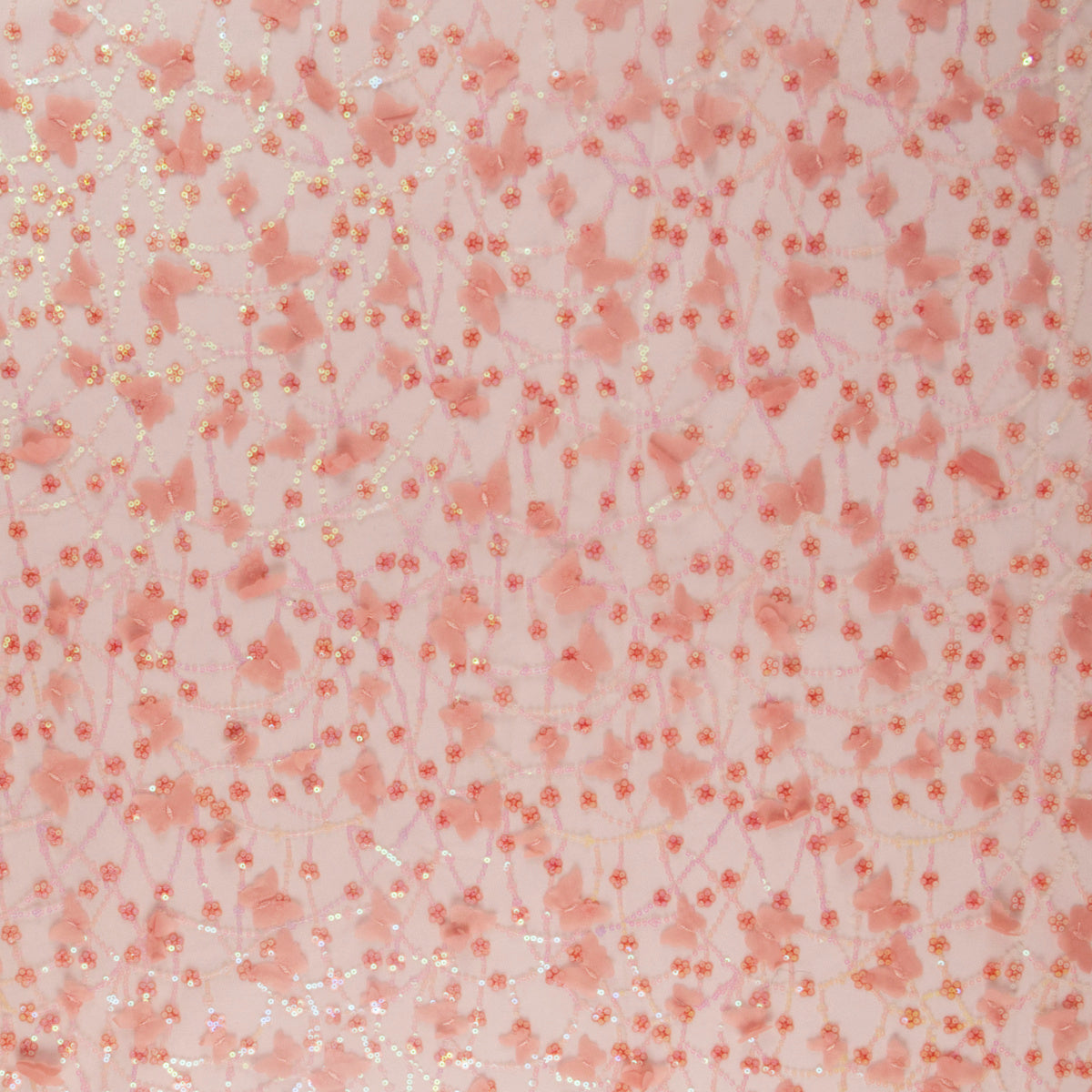 TUL LOLA ROSA PIEL DURAZNO MARIPOSAS 3D