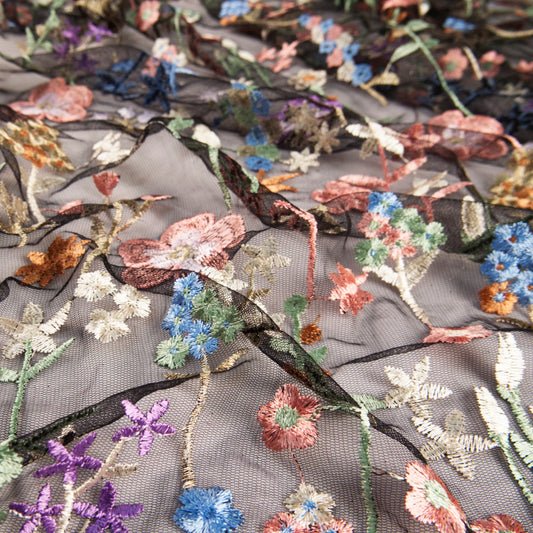 TUL LOLA NEGRO METEORITO FLORES DE COLORES