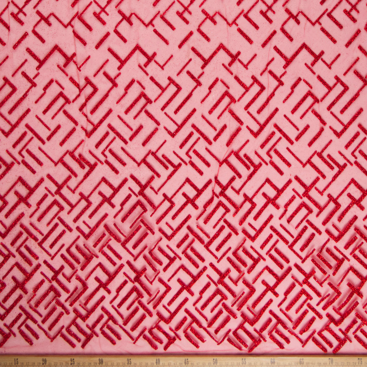 TUL LOLA ROJO SCARLATA GLITTER LINEAS