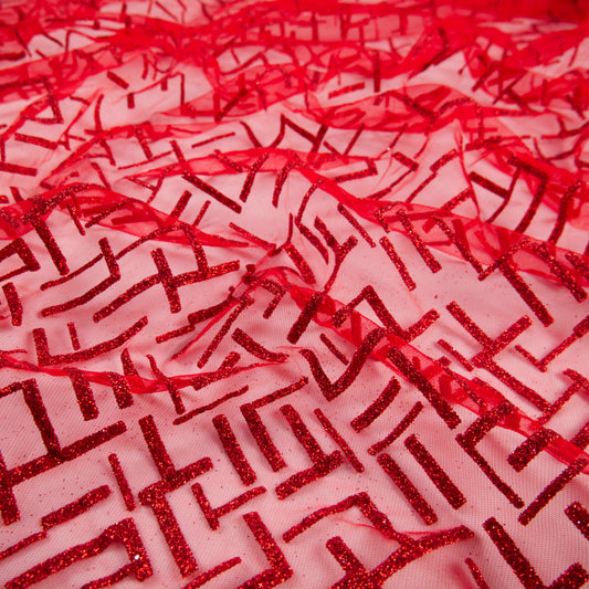 TUL LOLA ROJO SCARLATA GLITTER LINEAS