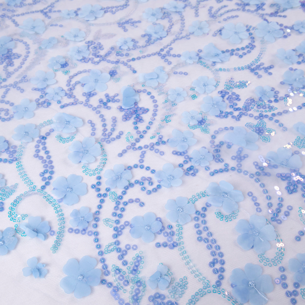 TUL LOLA AZUL ALLURE CON FLORES 3D