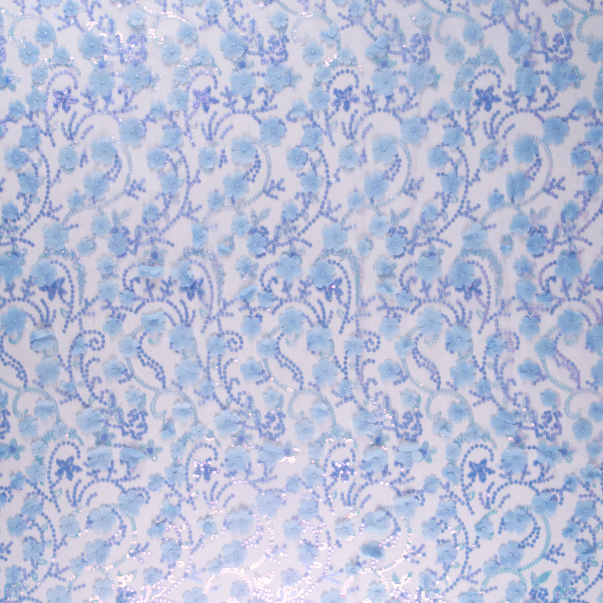 TUL LOLA AZUL ALLURE CON FLORES 3D